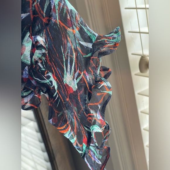 Saloni Tasha 100% Silk Tiered Navy and Red Printed Mini Dress - Picture 6 of 10